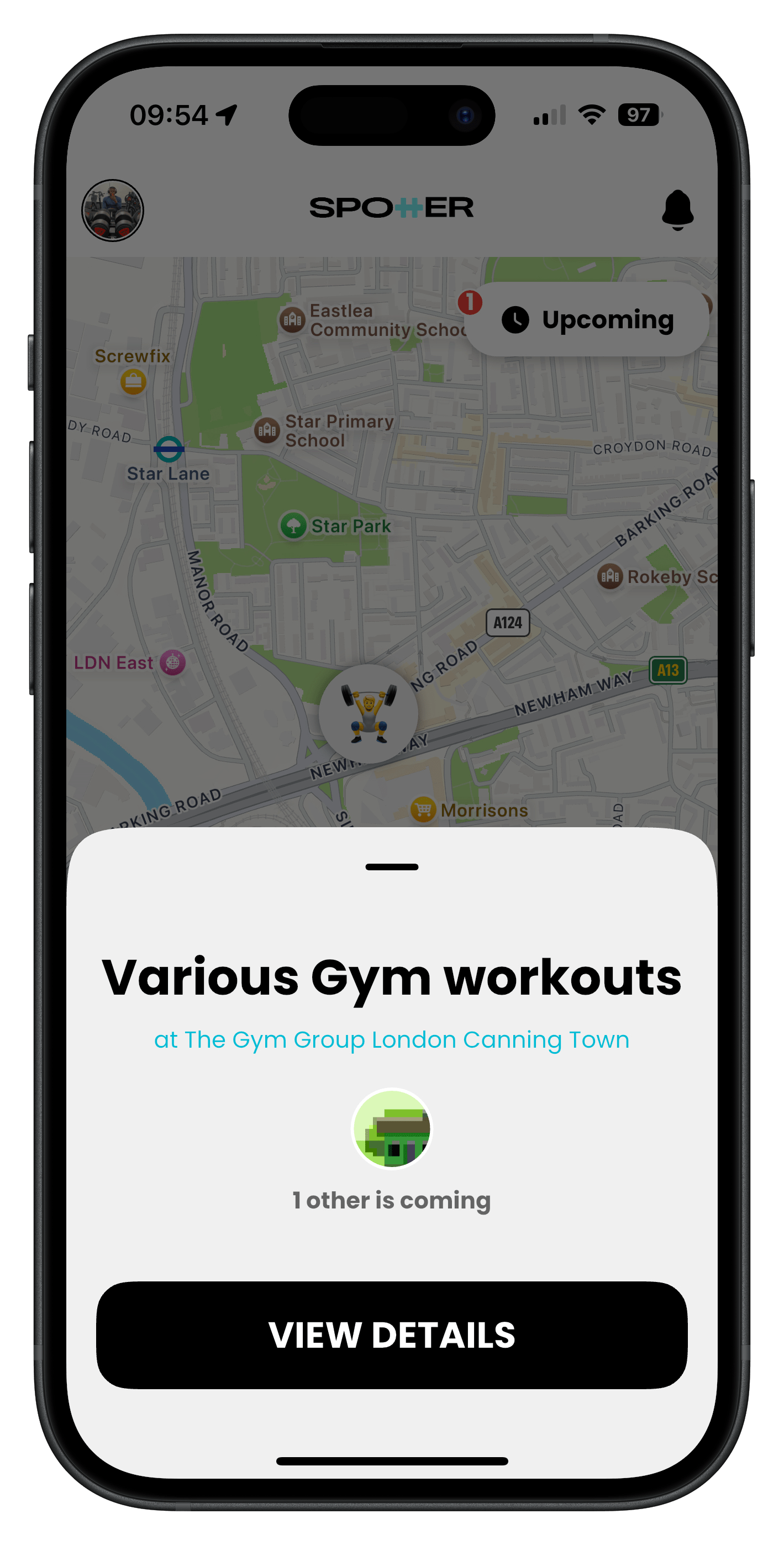 Find workout buddies on map